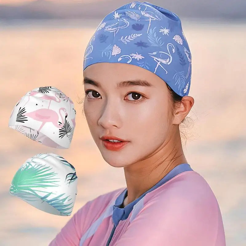 Girls Swim Cap, Waterproof, Non-Slip, Long Hair