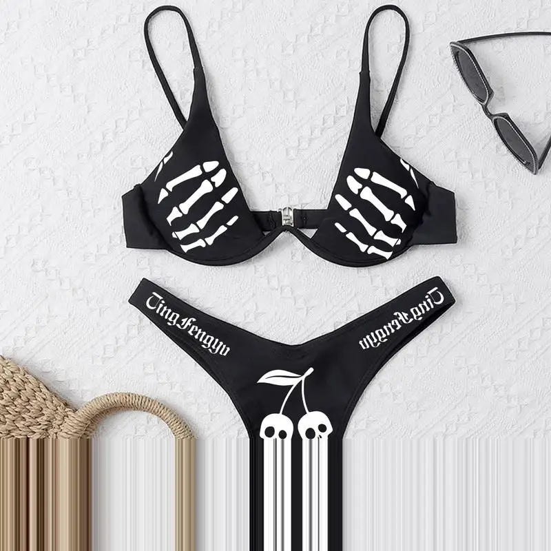 Skull Bathing Suits For Women, Soft Polyester,
