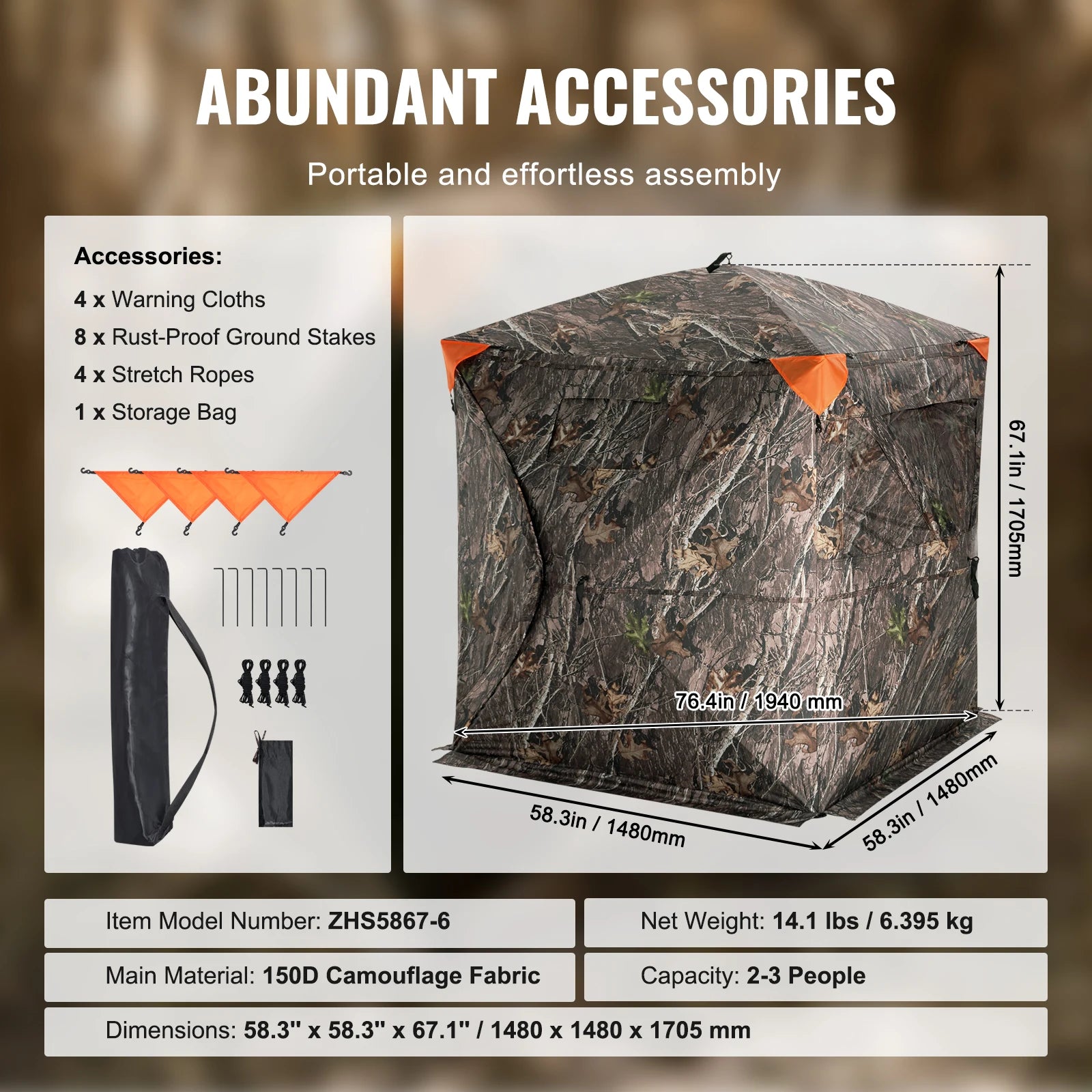 Hunting, 270° Ground Blind, 2-3 Person, Pop Up, Bag