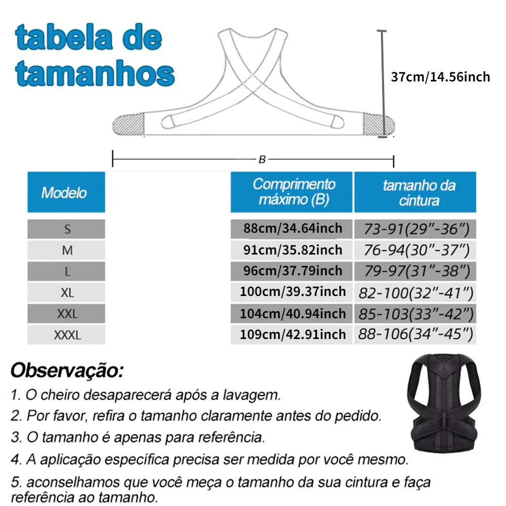 Reinforced, Belt Lumbar, Column Posture, Corrector Vest,  Adjustable