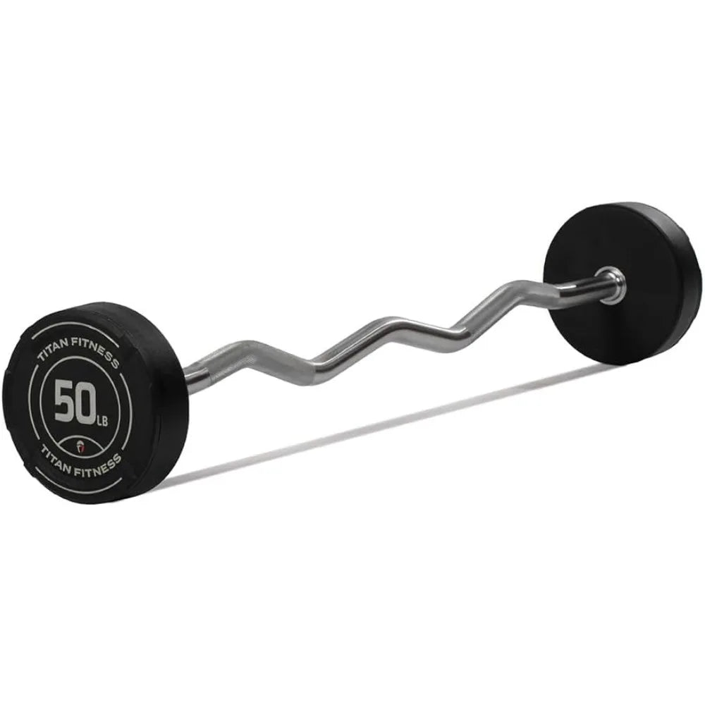 Rubber Curl Fixed Barbells, Pre-Loaded Weight Bar