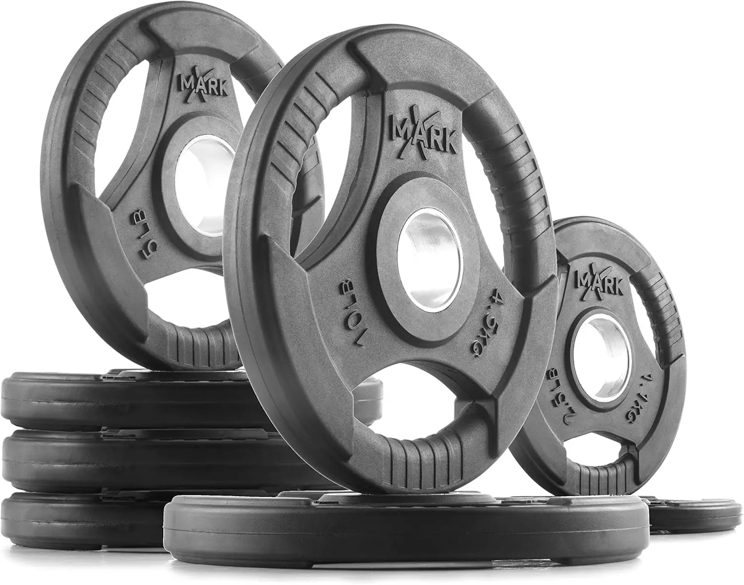 Rubber Coated Exercise Weights for Barbell, Set of Weight Plates,