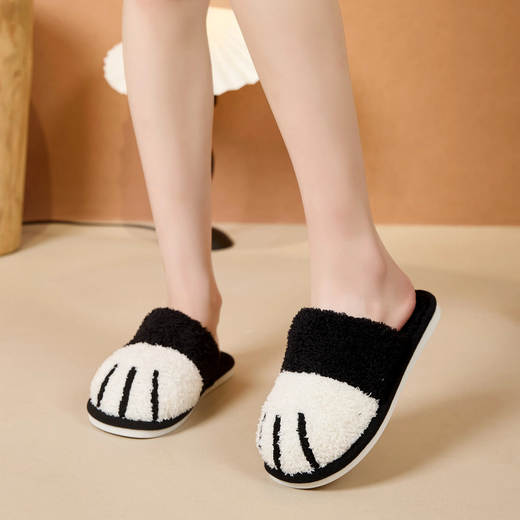 Unisex warm cat paw slippers for home
