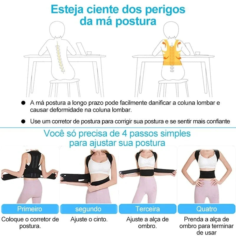 Reinforced, Belt Lumbar, Column Posture, Corrector Vest,  Adjustable