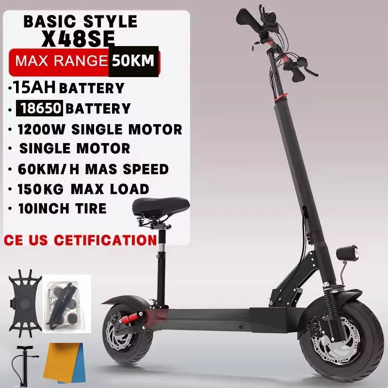 [8 models]10/11 Inch 48V-72V 1000W-6000W Electric Scooter 50-85km/h, Kick, Foldable Adult