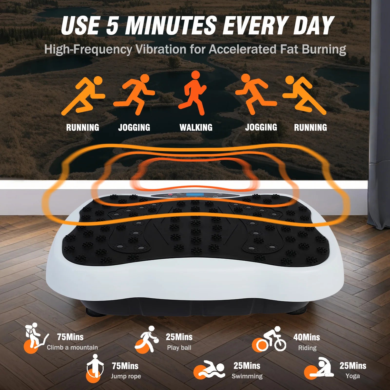 Vibration Plate Exercise Machine, 330lbs, Resistance Bands