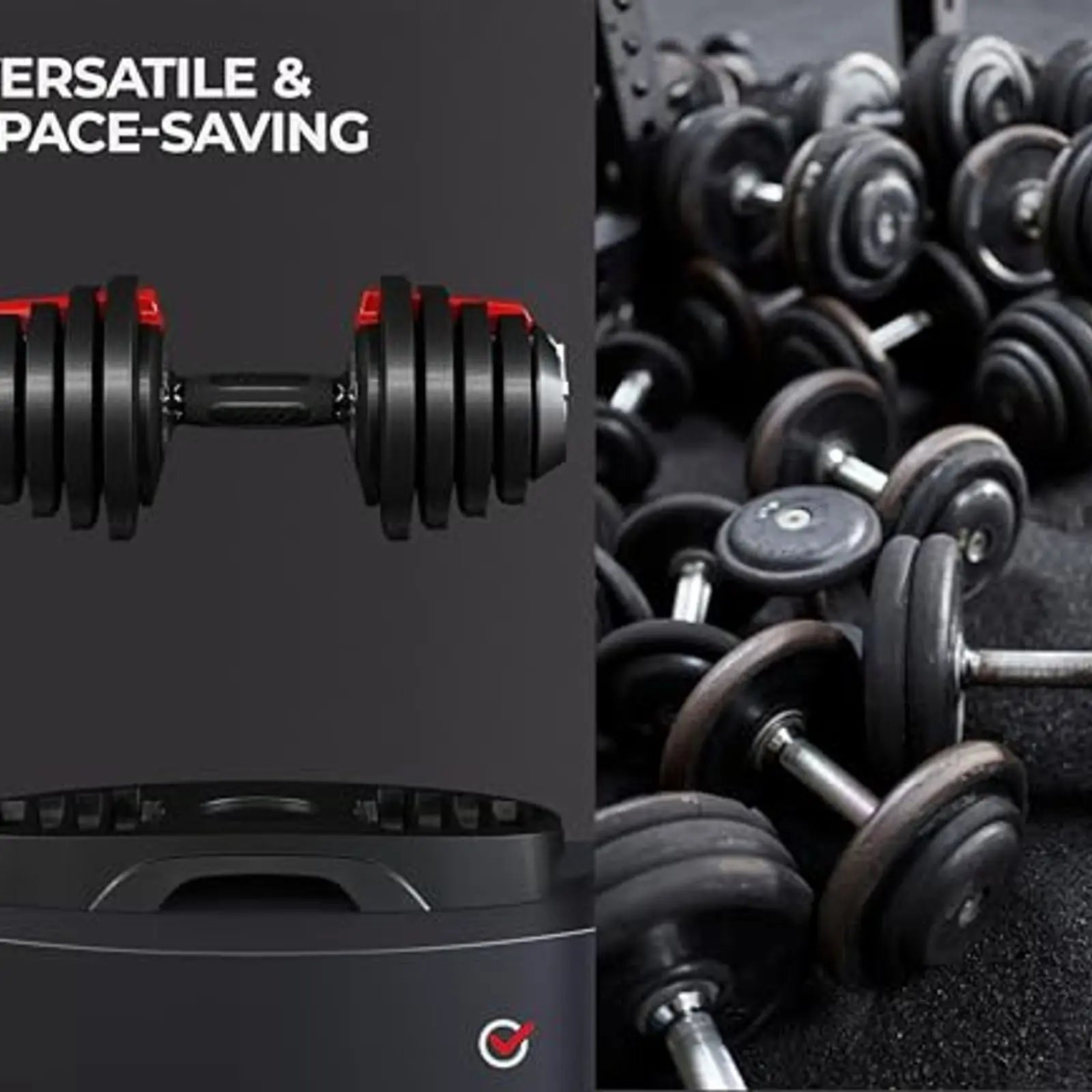 Adjustable Dumbbell Set 28/40/52.5/90LBS, Anti-Slip Handle & Tray,