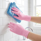 100 Pcs Pink Nitrile Gloves, Stretch Resistant, Cooking,