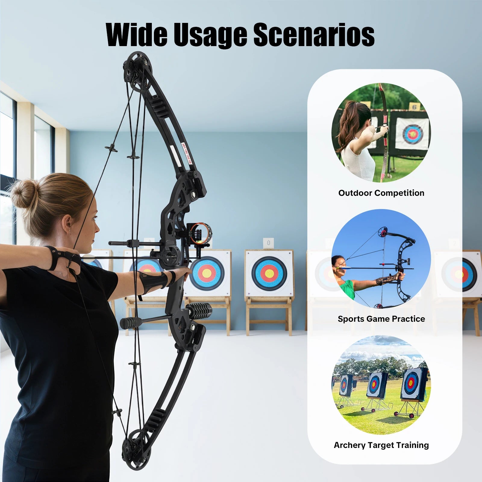 30-55 lbs Compound Bow, Adjustable Draw Weight and Length, with 3-Pin Sight, 12 Arrows, Complete Arch Set for Adults, Right Hand