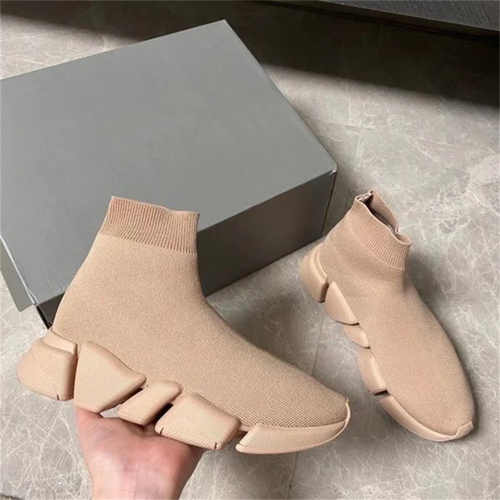Black High Top Women Socks Shoes Sneakers