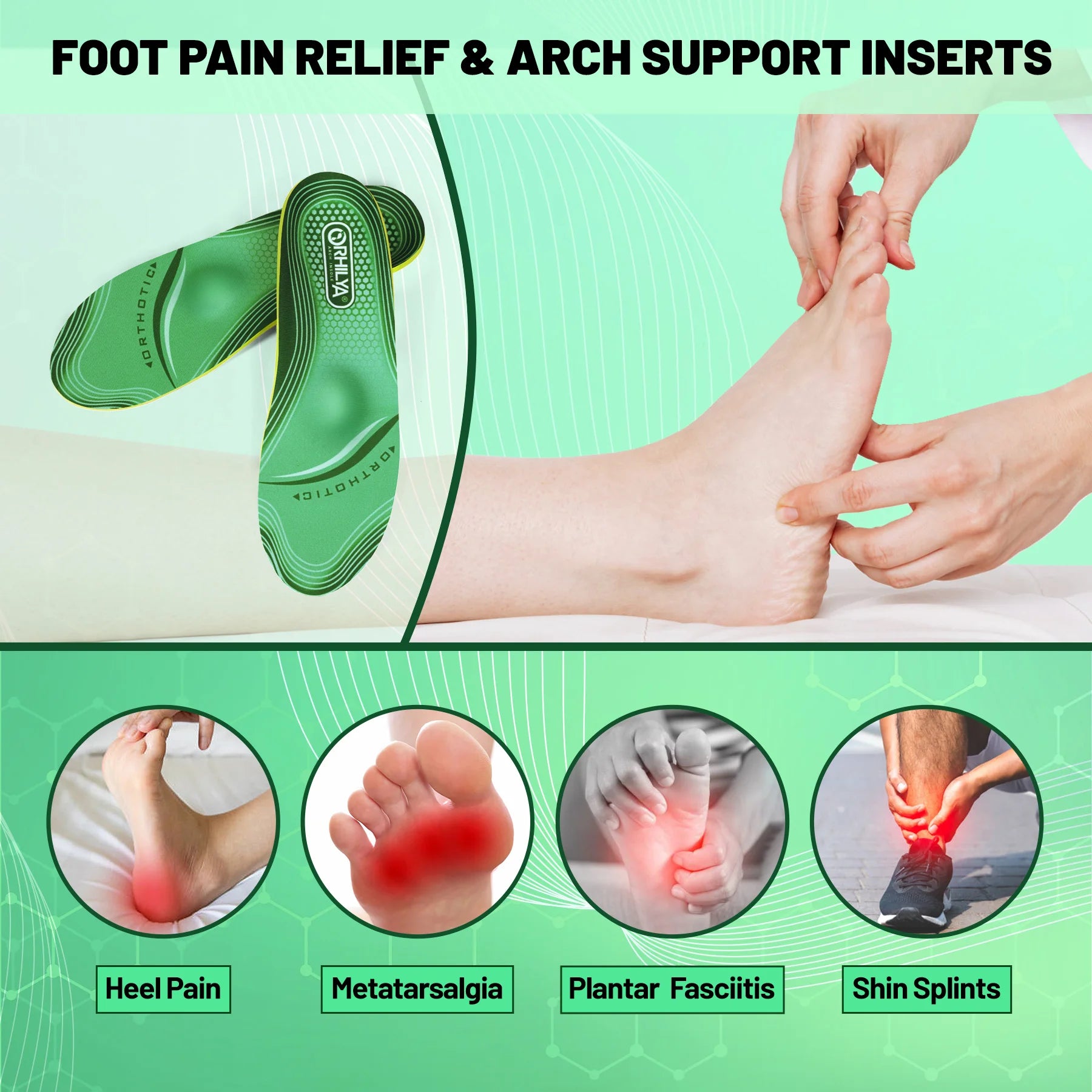 Orthopedic Insole, Flat Feet, High Arch Support, Unisex
