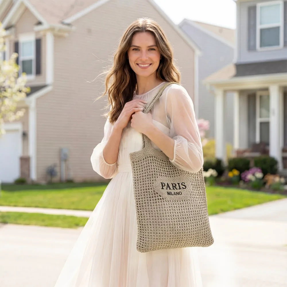 Women, Beach Tote Bag Summer Knit Bag