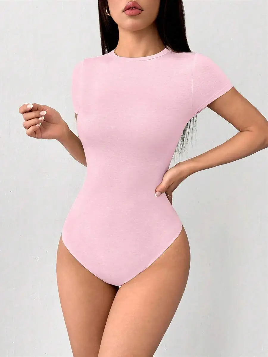 Petite, Slim Fit, Short Sleeve, Bodysuit, Women