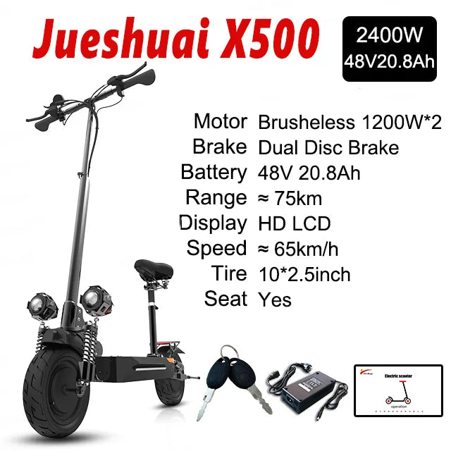 [8 models]10/11 Inch 48V-72V 1000W-6000W Electric Scooter 50-85km/h, Kick, Foldable Adult