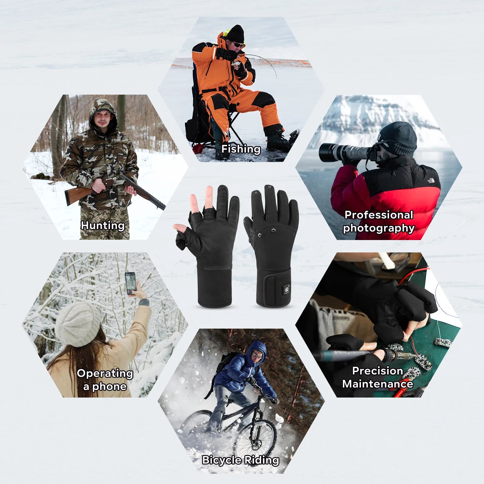 Heated Fishing Gloves, Waterproof, Men, Fishing Gloves