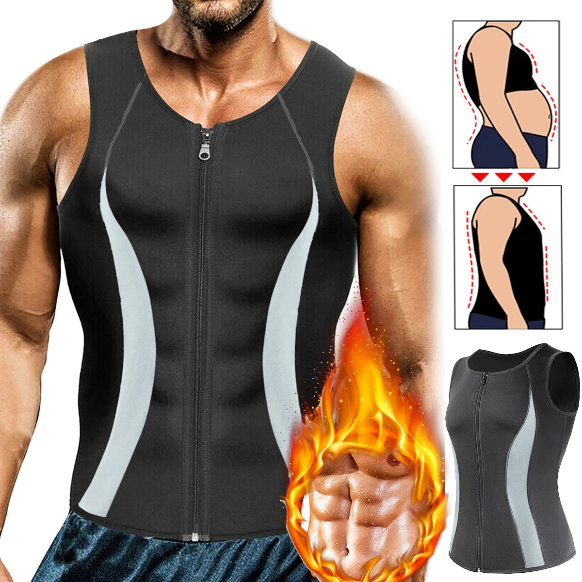 Men Body Shaper, Sauna Sweat, Vest, Waist
