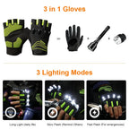 Cycling Gloves, LED, Night view, Rechargeable Flashlight