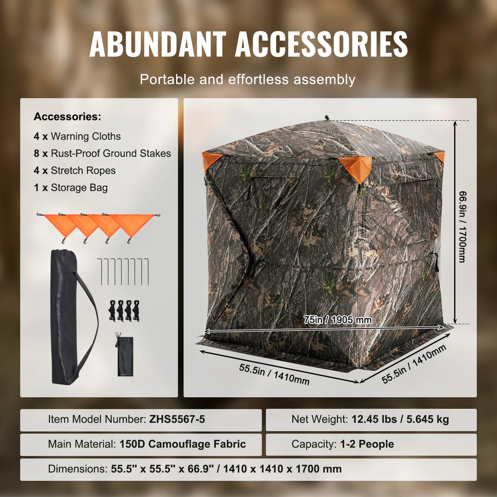 Hunting, 270° Ground Blind, 2-3 Person, Pop Up, Bag