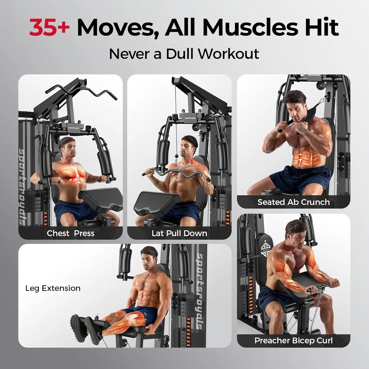 150LBS Weight Stack, Machine with Pulley System