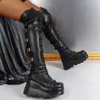 Women's Gothic Punk Thigh High Boots Fashion
