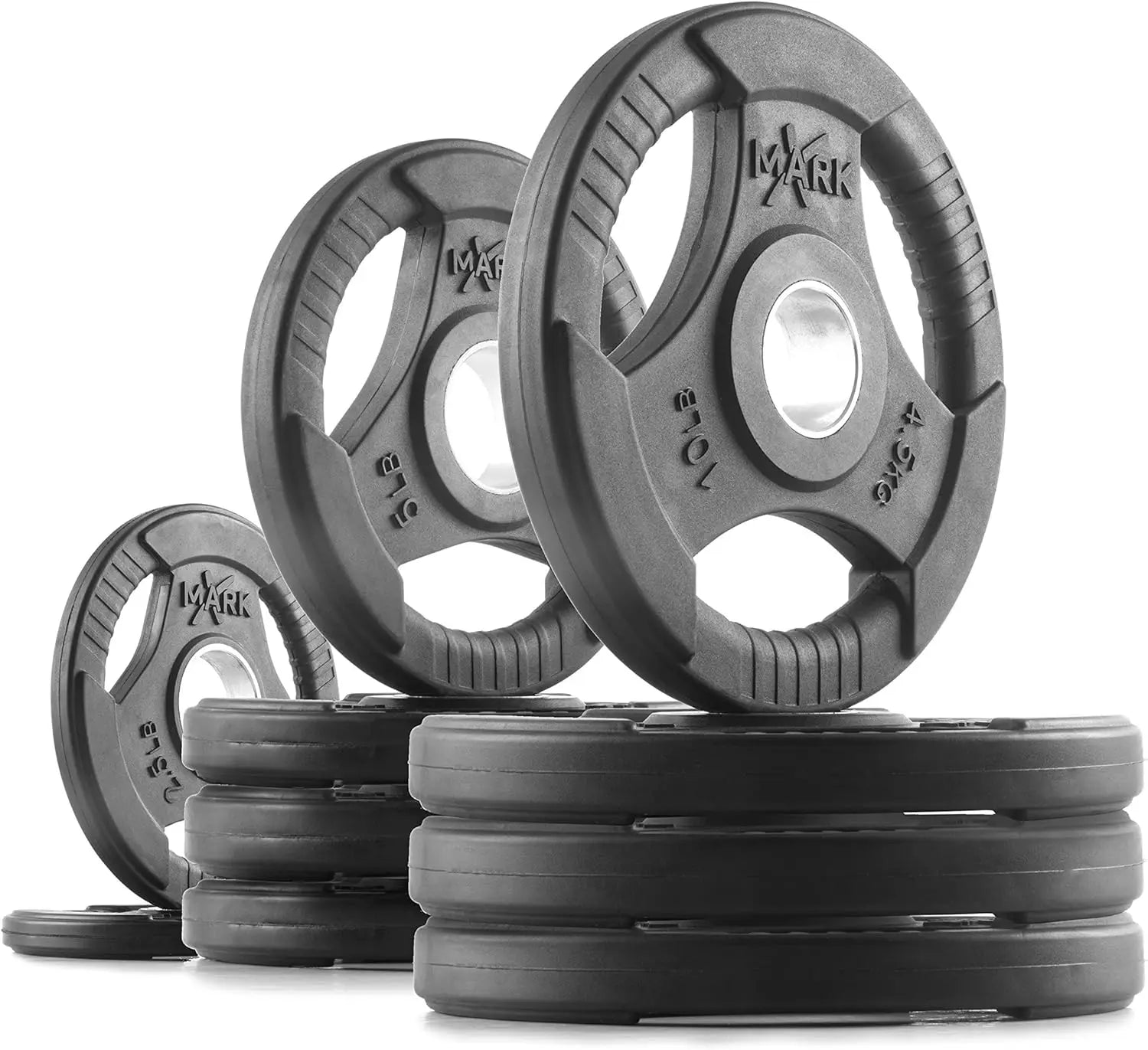 Rubber Coated Exercise Weights for Barbell, Set of Weight Plates,