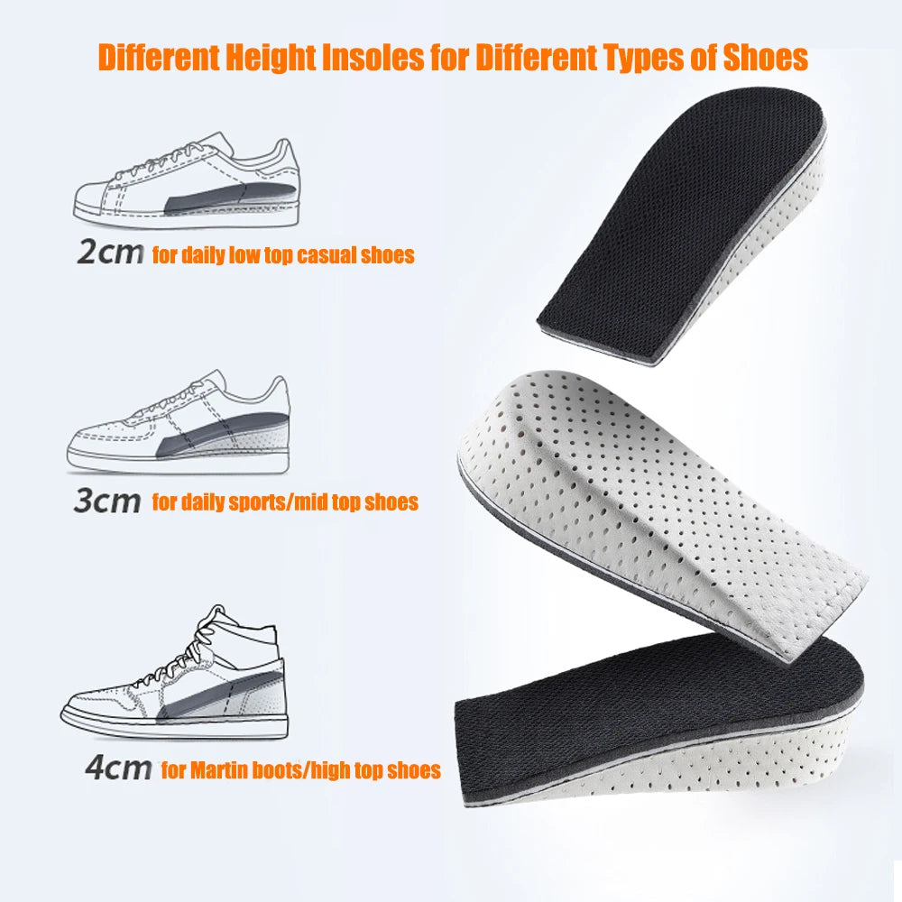 2-4cm Memory Foam Insoles, Men Height Increase, Sweat-absorbent
