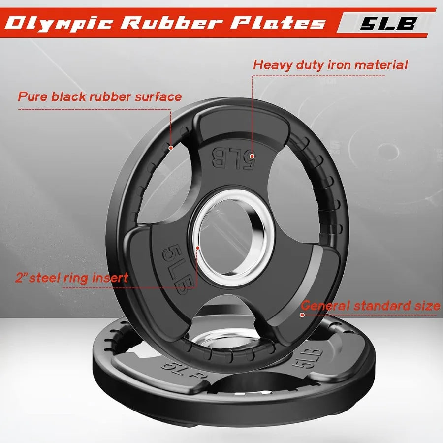 Rubber Grip Plates for Barbell 2-Inch Weight Plates