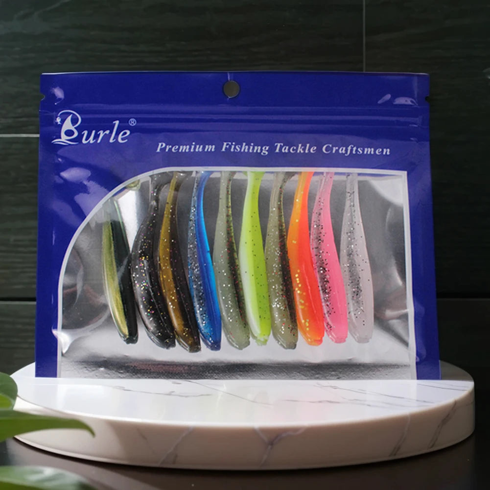 10Pcs 9cm Tail Worm Soft Bait Plastic Fishing Soft Baits