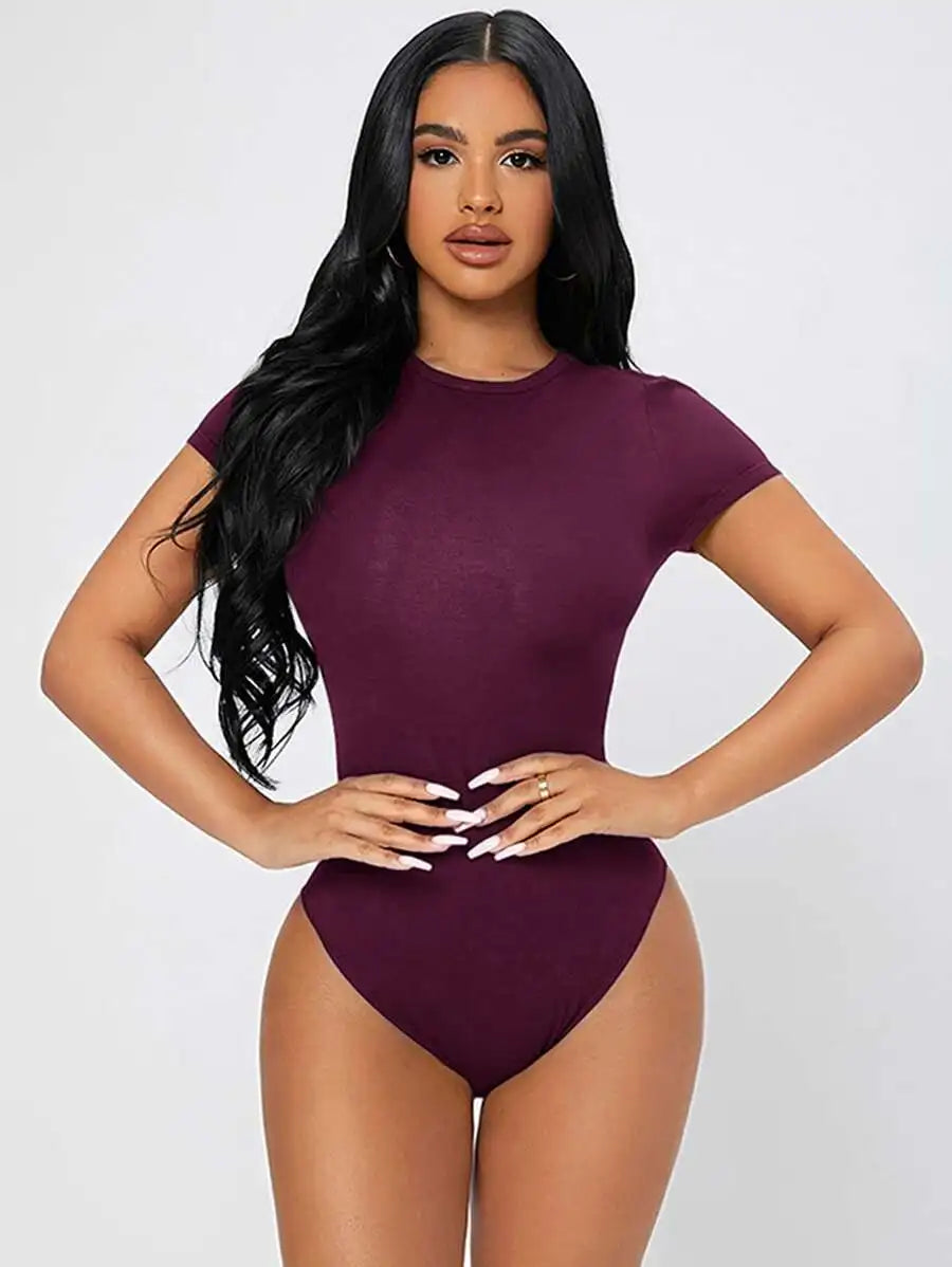 Petite, Slim Fit, Short Sleeve, Bodysuit, Women