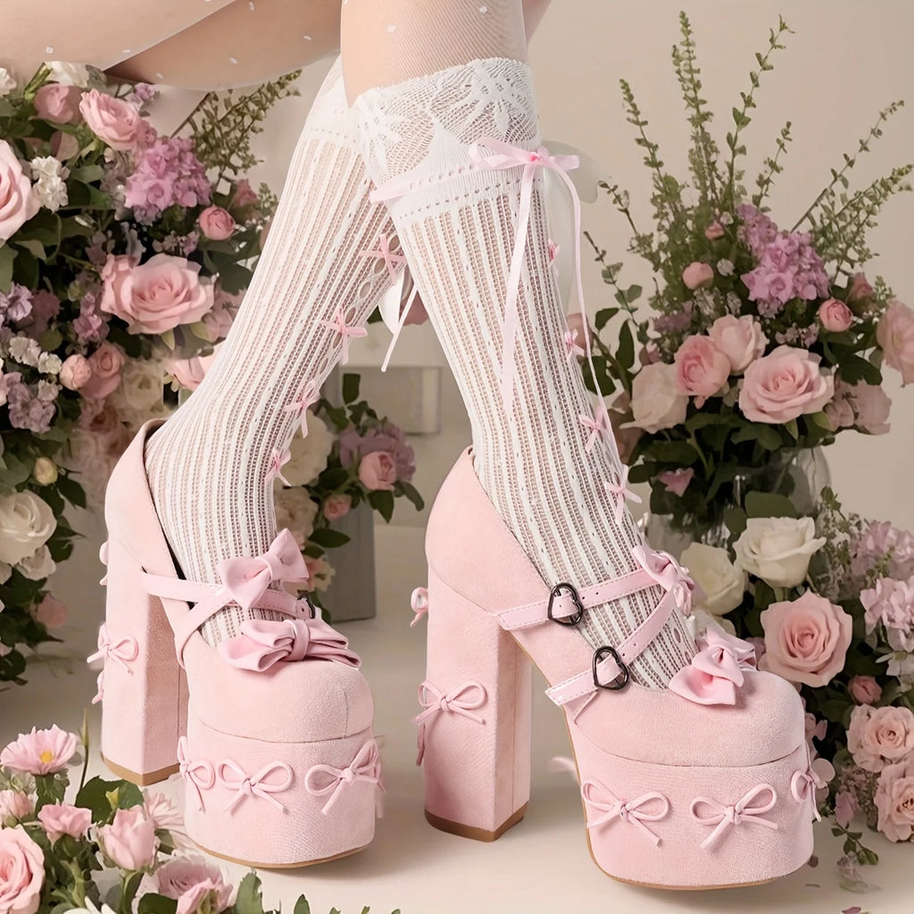 Women's Mary Jane Heels Black Platform Heels