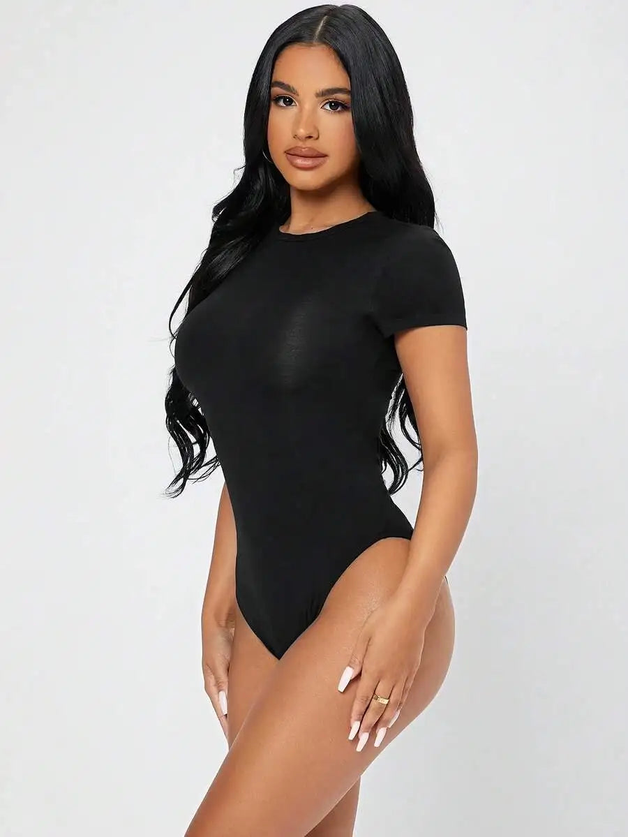 Petite, Slim Fit, Short Sleeve, Bodysuit, Women