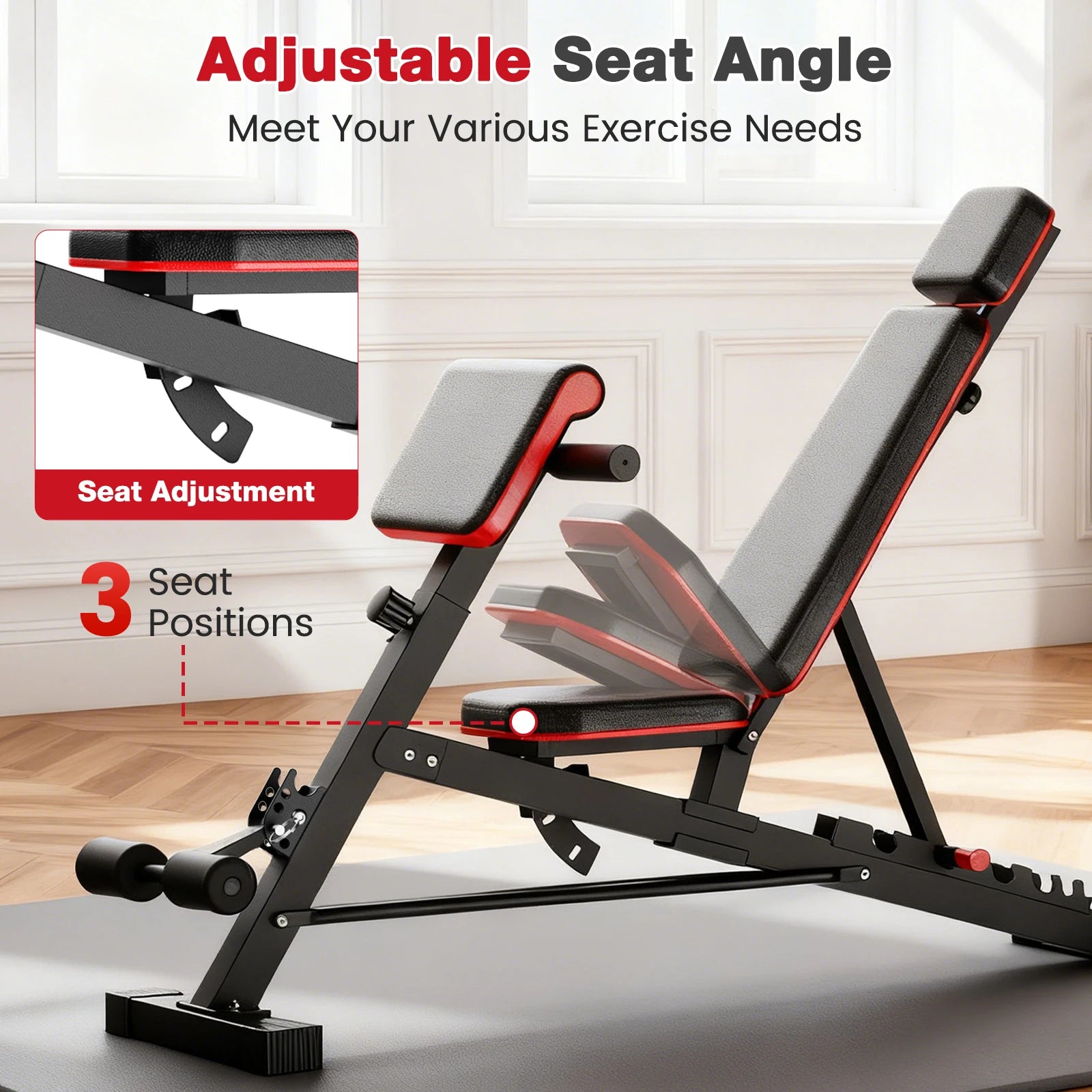 Dumbbell Bench, Adjustable, Foldable, Weightlifting, Abdominal Gym