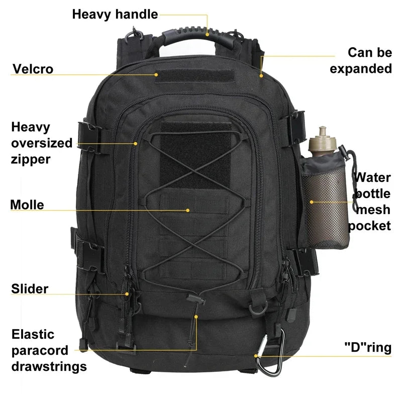 Extra Large 60L Backpack, Water Resistant Hiking, Travel