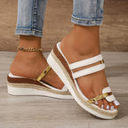 Casual Color Sandals, Women, Comfortable Soft Leather