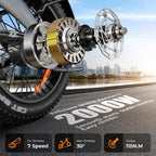 2000W Electric Bike, 48V Removable Battery, 115Nm E bike 20*4.0 Inch Tire