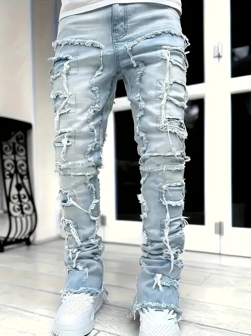 Y2K hip-hop style jeans, men's casual, stretch