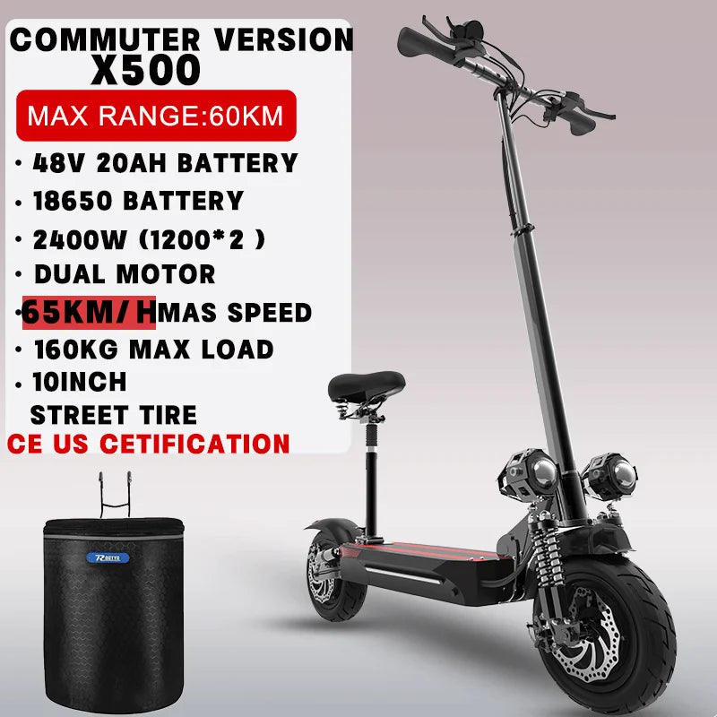 [8 models]10/11 Inch 48V-72V 1000W-6000W Electric Scooter 50-85km/h, Kick, Foldable Adult
