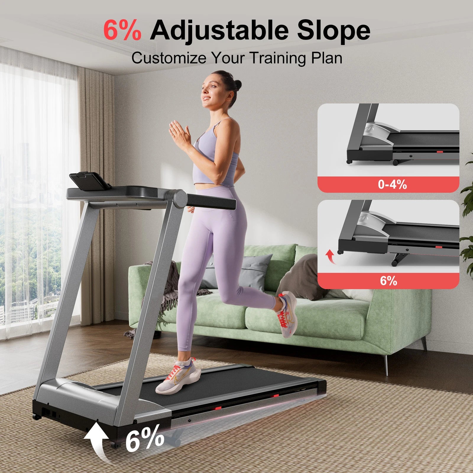 3.5HP Foldable Incline Treadmill, Walking Pad, Touch Screen