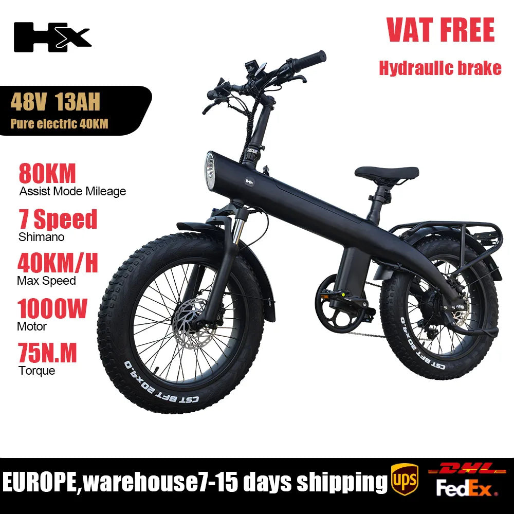 2000W Electric Bike, 48V Removable Battery, 115Nm E bike 20*4.0 Inch Tire