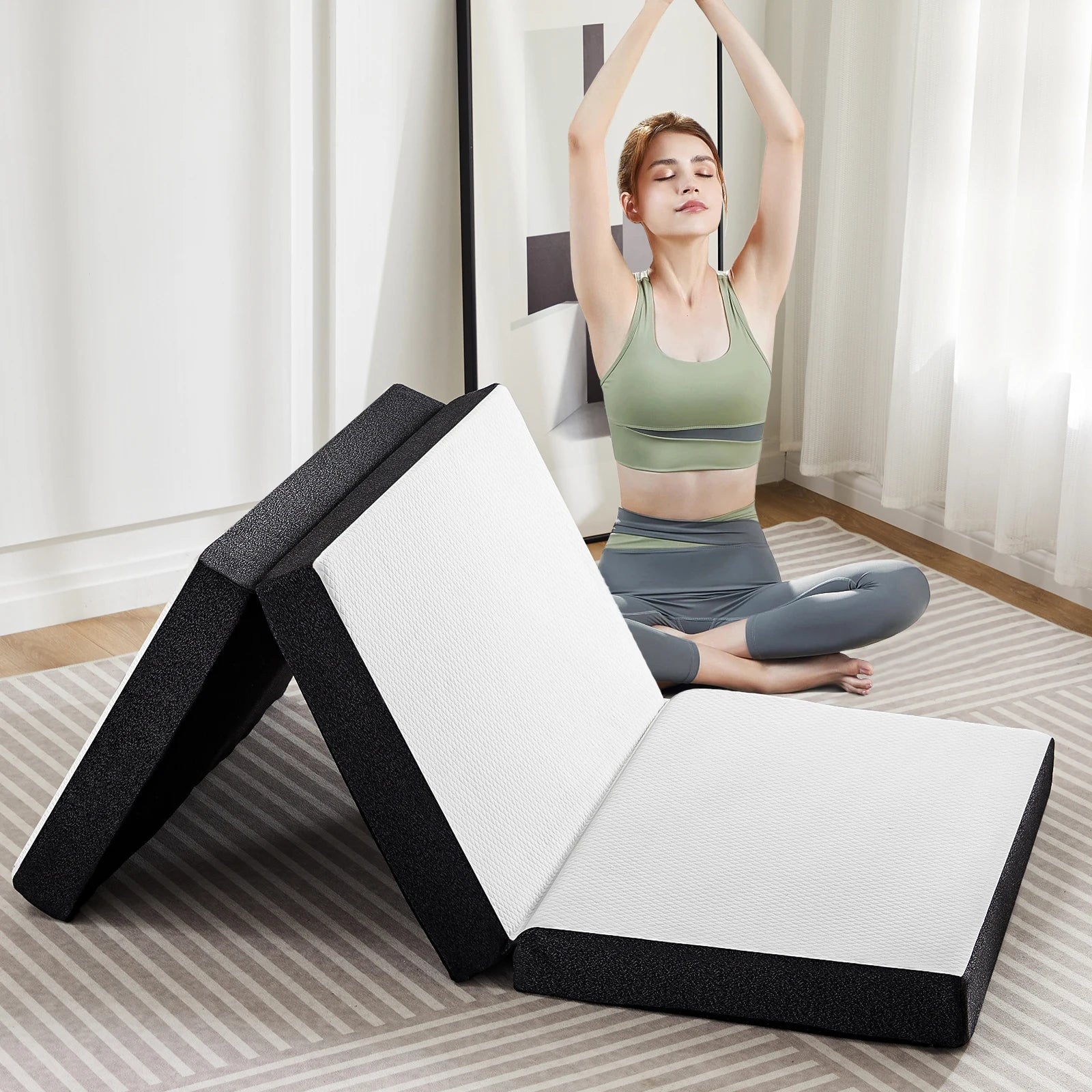 3-4 Inch Soft Mattress, Tri-Fold, Memory Foam ,Yoga