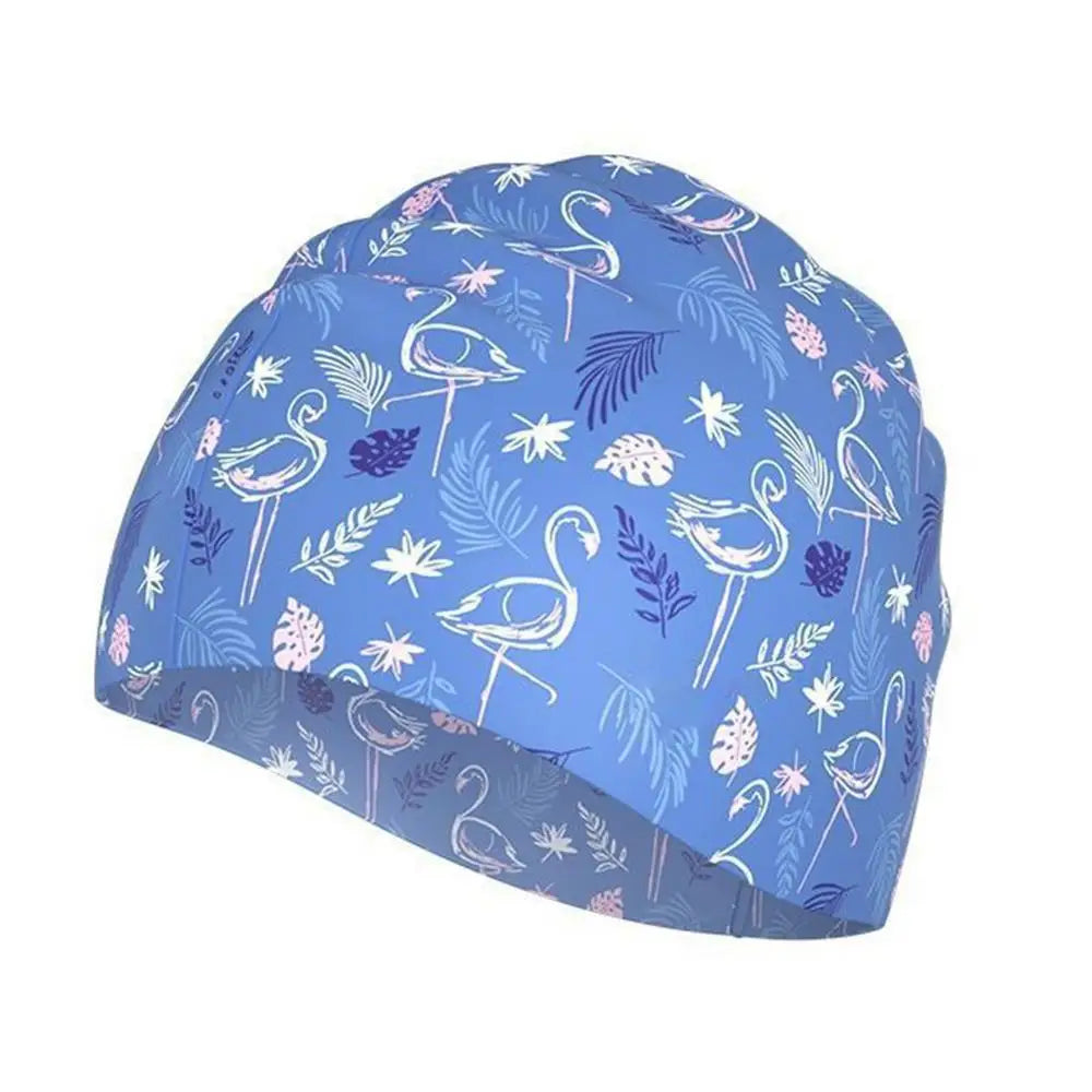 Women Adult ,Printing Swim Cap, Waterproof, Non-Slip