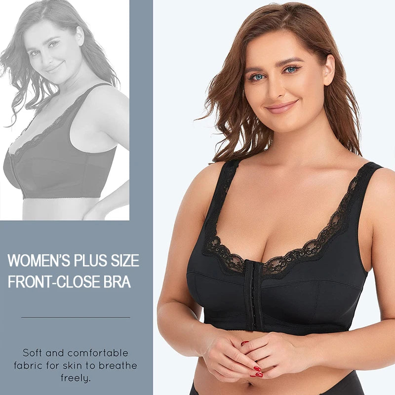 Women Plus Size Sports Bra, Front Closure
