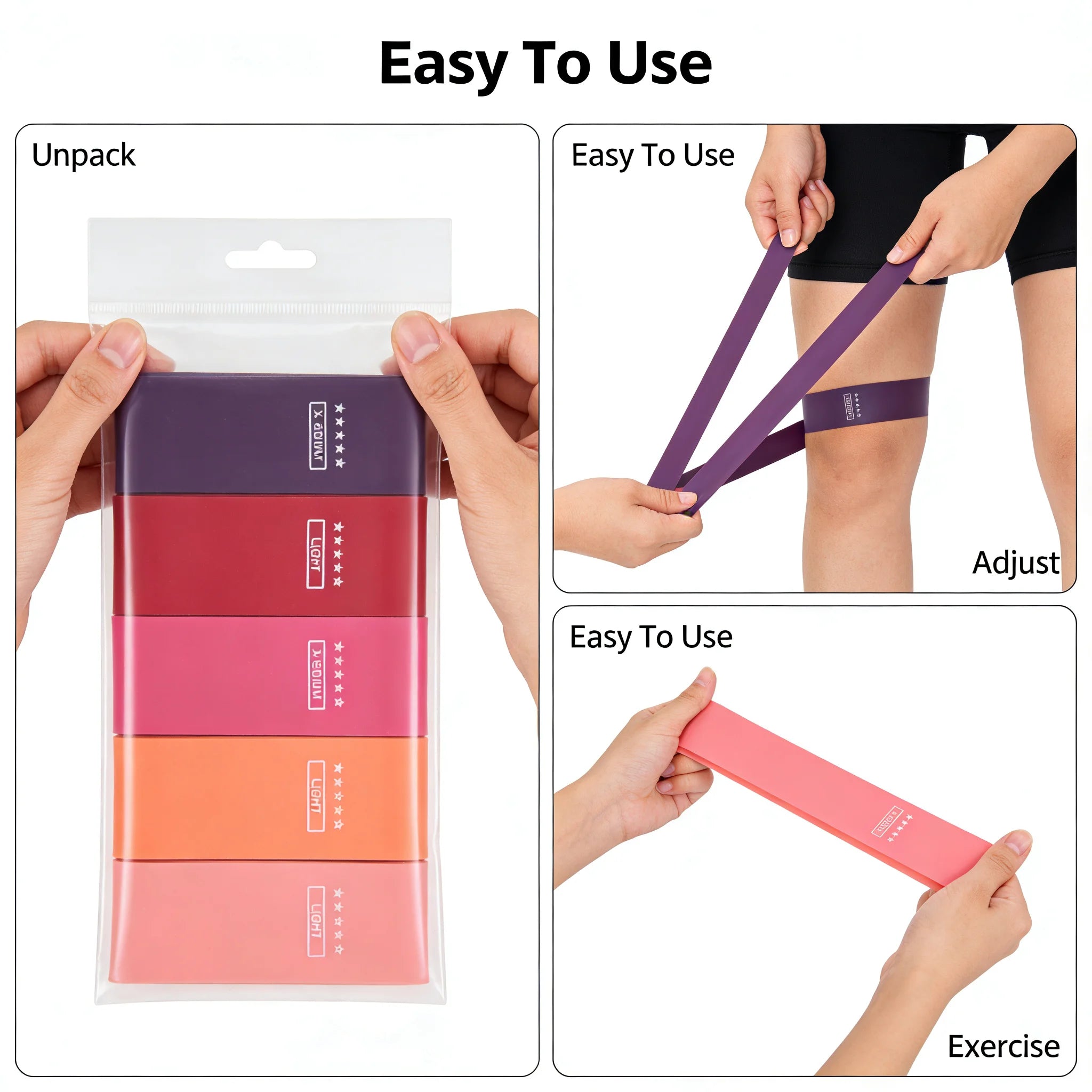 Resistance Bands Set, 5 Levels, Booty, Hip Legs