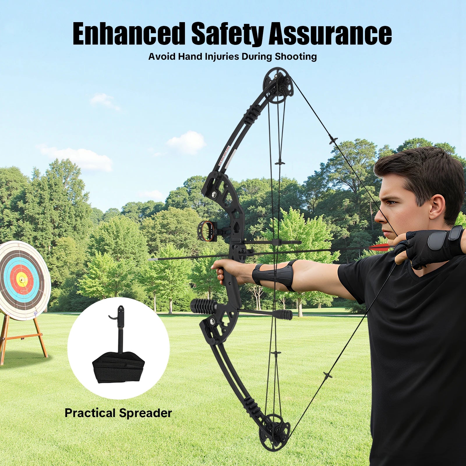 30-55 lbs Compound Bow, Adjustable Draw Weight and Length, with 3-Pin Sight, 12 Arrows, Complete Arch Set for Adults, Right Hand