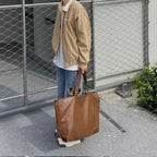 Large Capacity Tote Shoulder Bag Leather Handbag