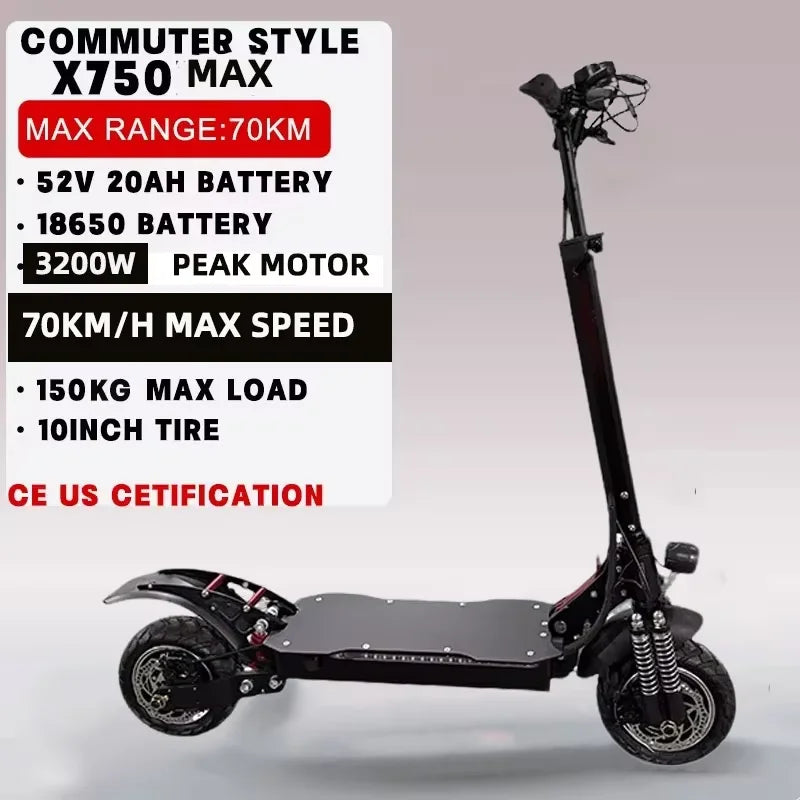 [8 models]10/11 Inch 48V-72V 1000W-6000W Electric Scooter 50-85km/h, Kick, Foldable Adult