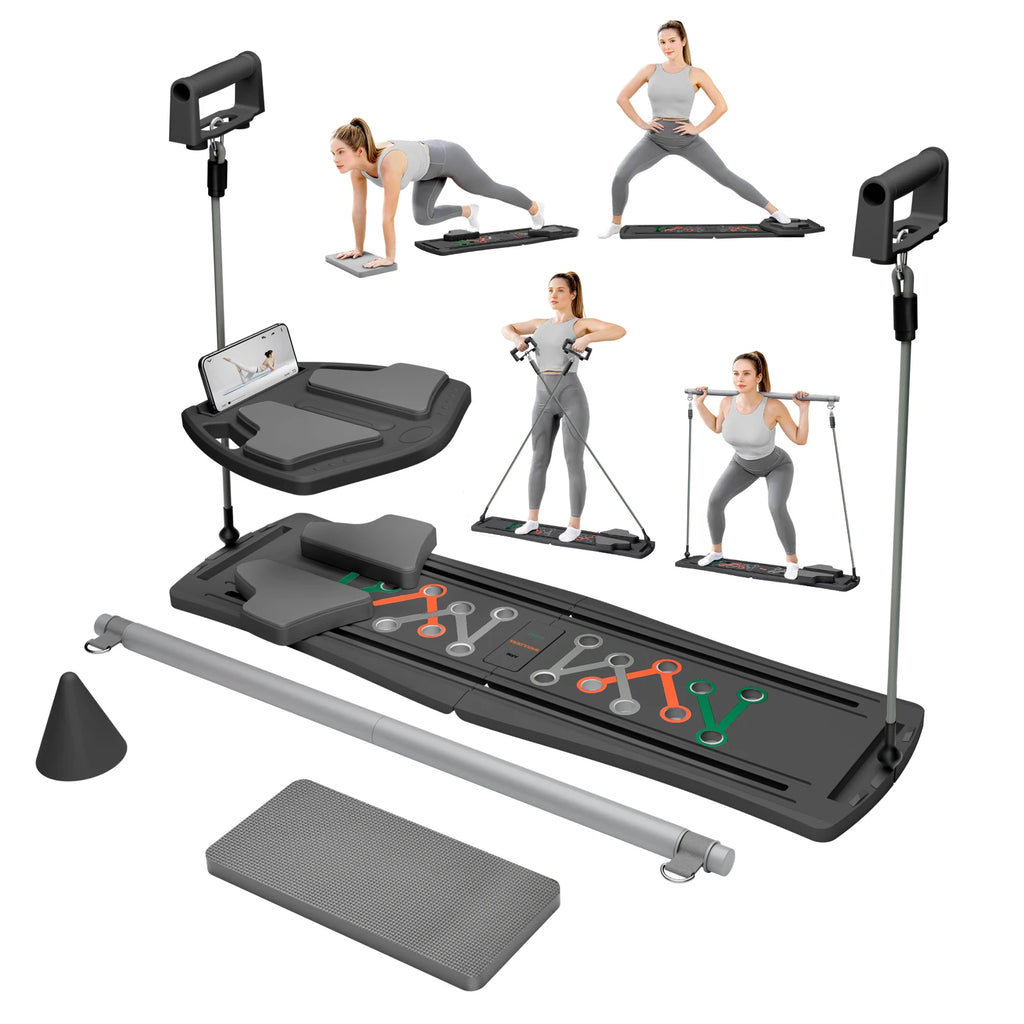 Ab Pilates Board, Adjustable Multi-Functional, Full-Body Bands