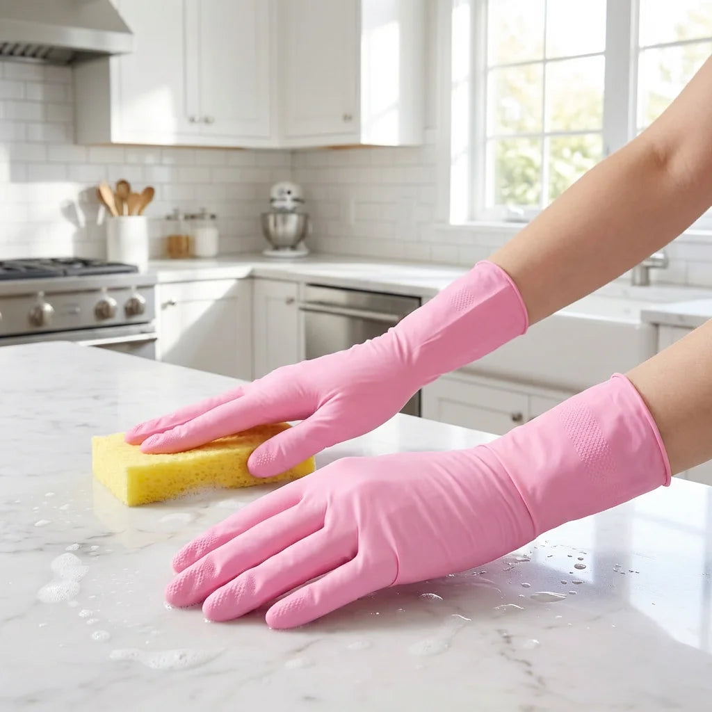 100 Pcs Pink Nitrile Gloves, Stretch Resistant, Cooking,