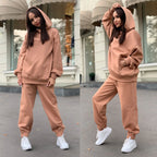 Women Fleece Two Piece Sets,Warm Hoodies