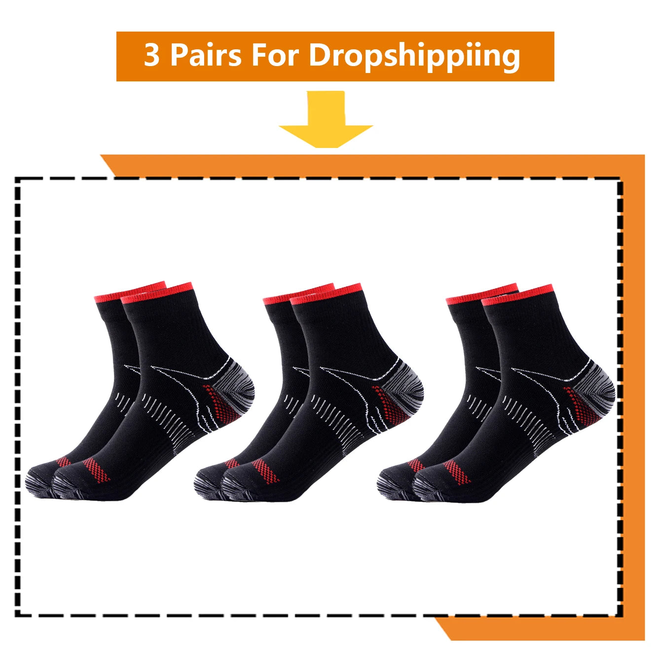 3 Pairs, Compression Socks, 20-30 mm Hg, Athletic, Nylon Medical Nursing